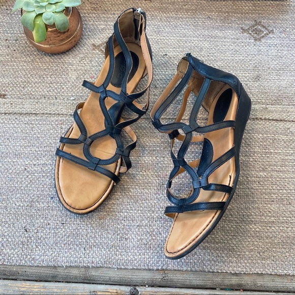 black wedge gladiator sandals